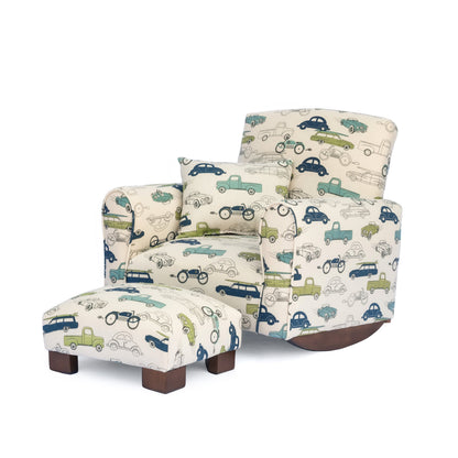 Toddler Upholstered Armchair - Cars and Trucks Print